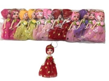 Çiçekli Elbiseli Kız Tasarımlı Anahtarlık Çanta Süsü (12 Adet)