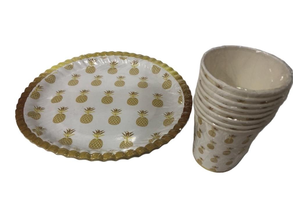 İyi ki Doğdun Ananas Parti Karton Tabak ve Bardak (8 Adet)