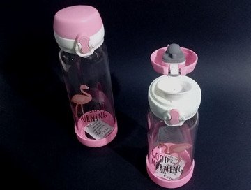 Flamingo Desenli Cam Su Matarası