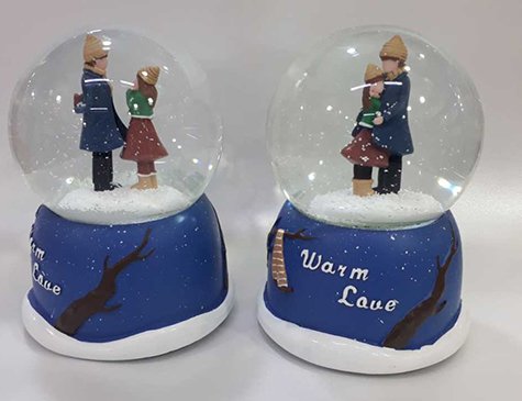 Romantik Sıcak Aşk Temalı Kurmalı Müzikli Cam Kar Küresi