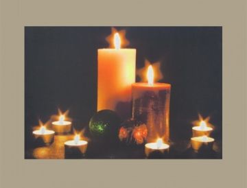Led Işıklı Dekoratif Mumlar Tasarımlı Tablo (30 cm x 30 cm)