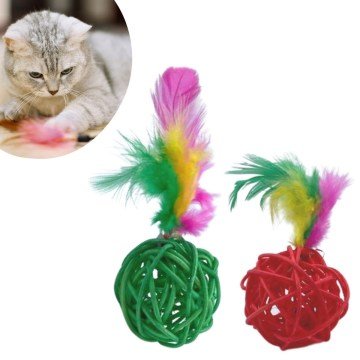 Renkli Peluş Tüylü Çıngıraklı Kedi Köpek Top Oyuncağı 2'li
