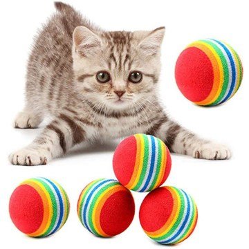 Renkli Sünger Kedi Köpek Oyun Topu 3'lü