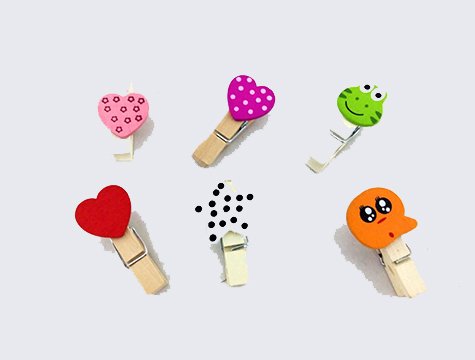 Ahşap Renkli Mini Mandal (Kalp Yıldız Emoji Yıldız)