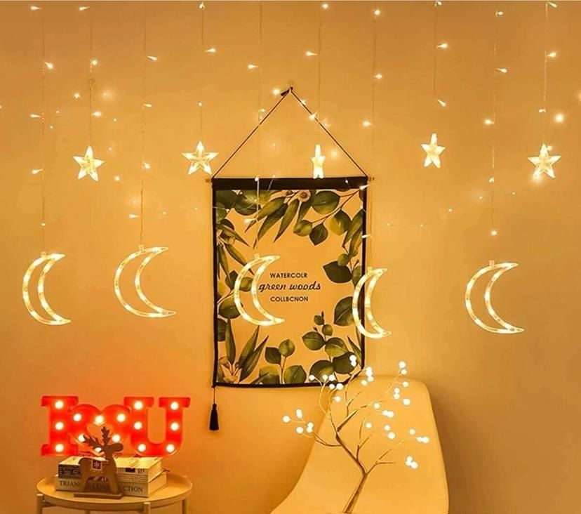 8 Fonksiyon Ay & Yıldız Dekoratif Perde Led (3 mt)