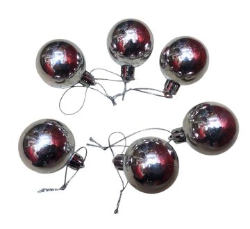 Gümüş Top Yılbaşı Çam Ağacı Süsleri 4cm (6 Adet)