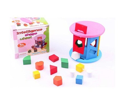 Learning Toys Intelligence Shape Wheel Geometrik Şekil Ahşap silindir
