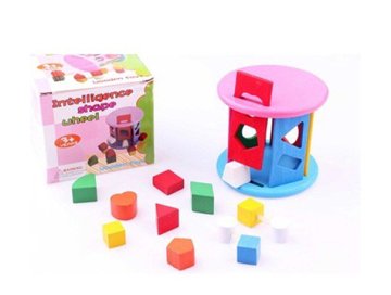 Learning Toys Intelligence Shape Wheel Geometrik Şekil Ahşap silindir