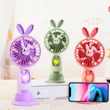 Usb Şarjlı Mini Tavşanlı Telefon Tutacaklı Fan