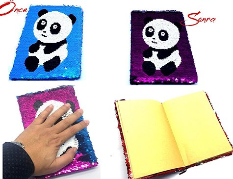 Pullu Çift Renkli Sevimli Panda Hatıra Defteri