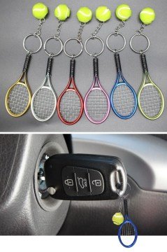 Tenis Raketi Tasarımlı Anahtarlık Çanta Süsü