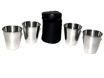 Çantalı Çelik Shot Bardak Seti (4 Adet)
