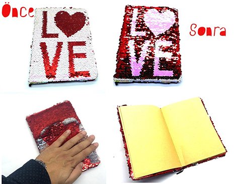 Pullu Çift Renkli Love Hatıra Defteri