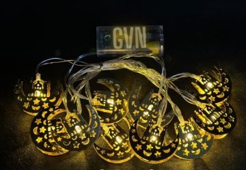 Gold Ay Şeklinde Cami Işıklı Ramazan Süsü (2 mt)
