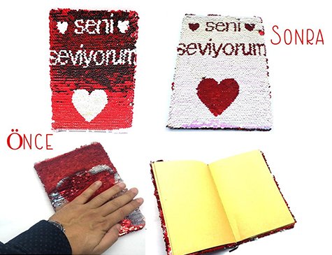 Pullu Çift Renkli Seni Seviyorum Hatıra Defteri