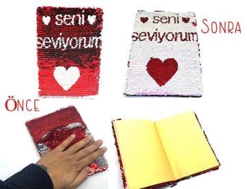 Pullu Çift Renkli Seni Seviyorum Hatıra Defteri