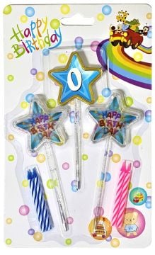 Happy Birthday 0 Yaş Mavi Yıldız 3D Doğum Günü Pasta Mumu