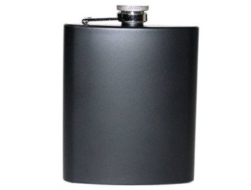 7 Oz Siyah Çelik Cep İçki Kanyak Matarası