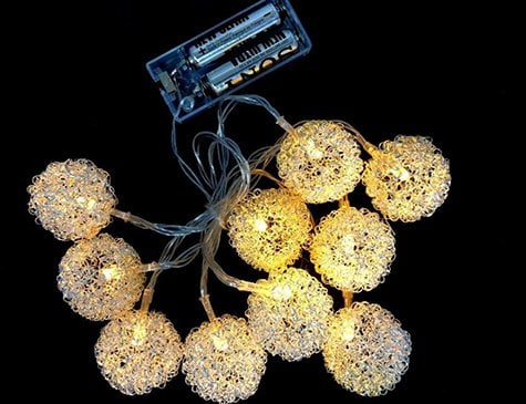 10'lu Metal Top Şeklinde Aydınlatma Şerit Pilli Led Lamba (1.5 mt)