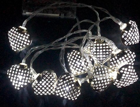 10'lu Metal Kalp Tasarım Aydınlatma Şerit Pilli Led Lamba (1.5 mt)