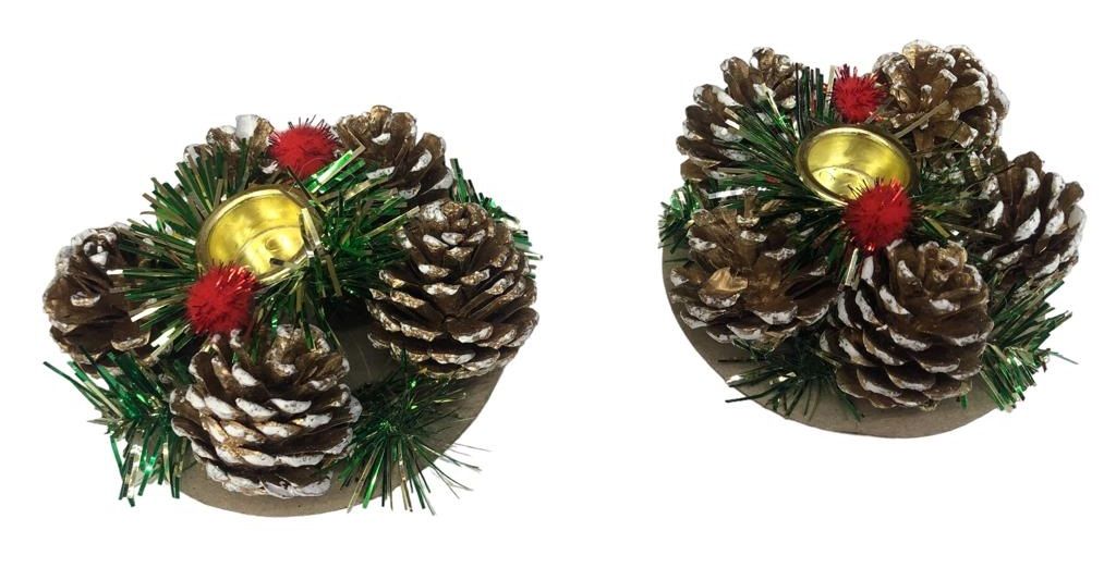 Çam Kozalak Yılbaşı Mumluk (9 cm) (2 Adet)
