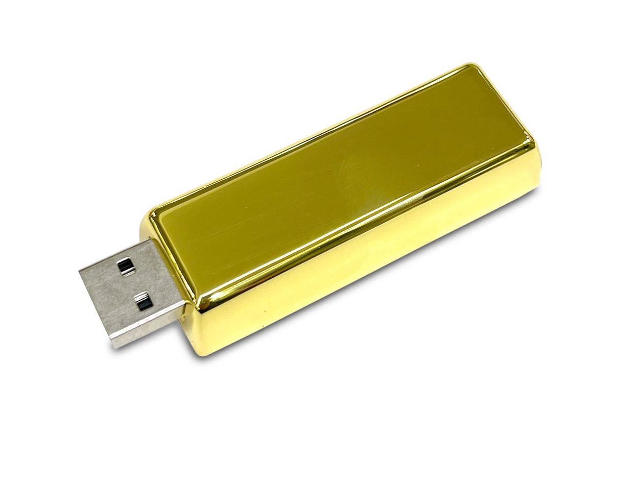 Altın Külçe Metal Gövdeli ve Gold 64GB Usb Flaş Bellek