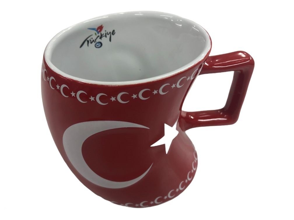 Ay Yıldız Dekorlu Seramik Kupa Bardak