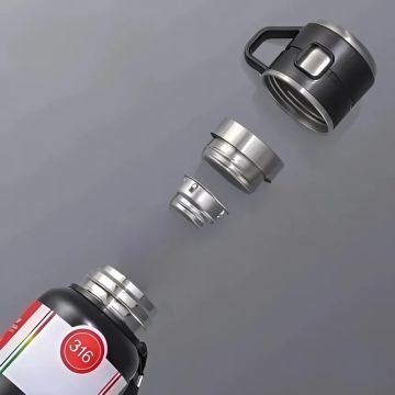 Paslanmaz Çelik Termos Siyah 1000 ML