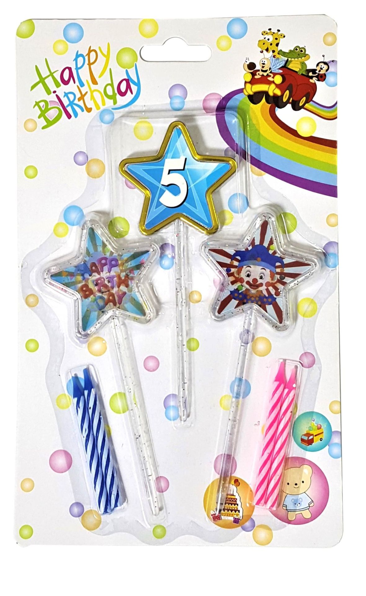 Happy Birthday 5 Yaş Mavi Yıldız 3D Doğum Günü Pasta Mumu