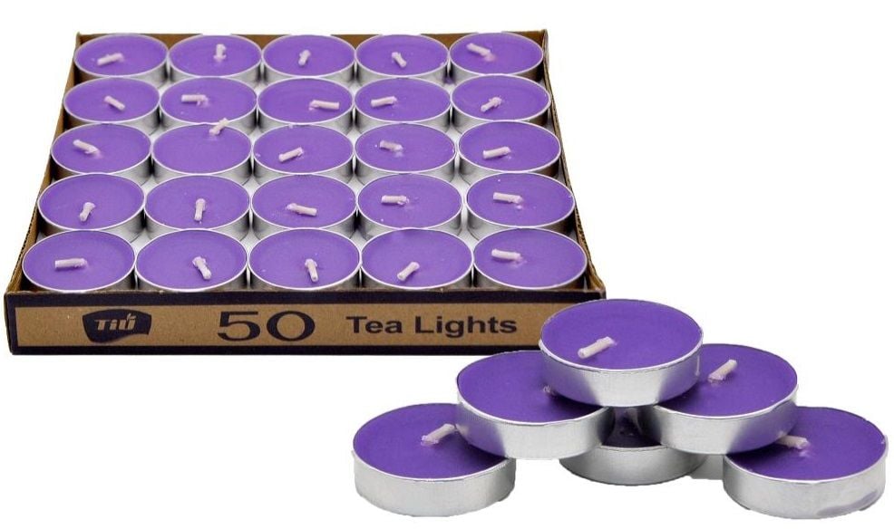 Mor Yuvarlak Tealight Mum (50 Adet)