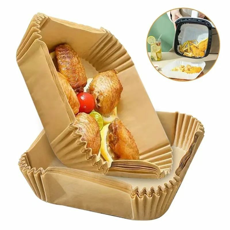 Air Fryer Kare Tek Kullanımlık Gıda Pişirme Kağıdı (50 Adet)