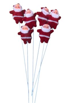 Çubuklu Noel Baba Yılbaşı Çam Ağacı Süsü (21 cm) (6 Adet)
