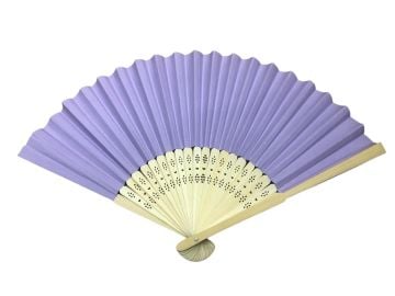 Ahşap Saplı Kağıt Yelpaze Mor (50 Adet)