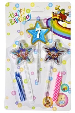 Happy Birthday 7 Yaş Mavi Yıldız 3D Doğum Günü Pasta Mumu