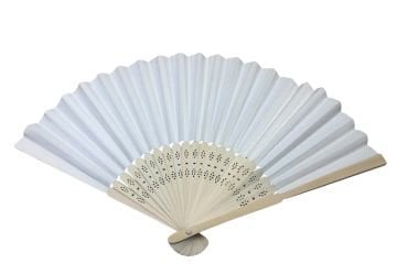 Ahşap Saplı Kağıt Yelpaze Krem (50 Adet)