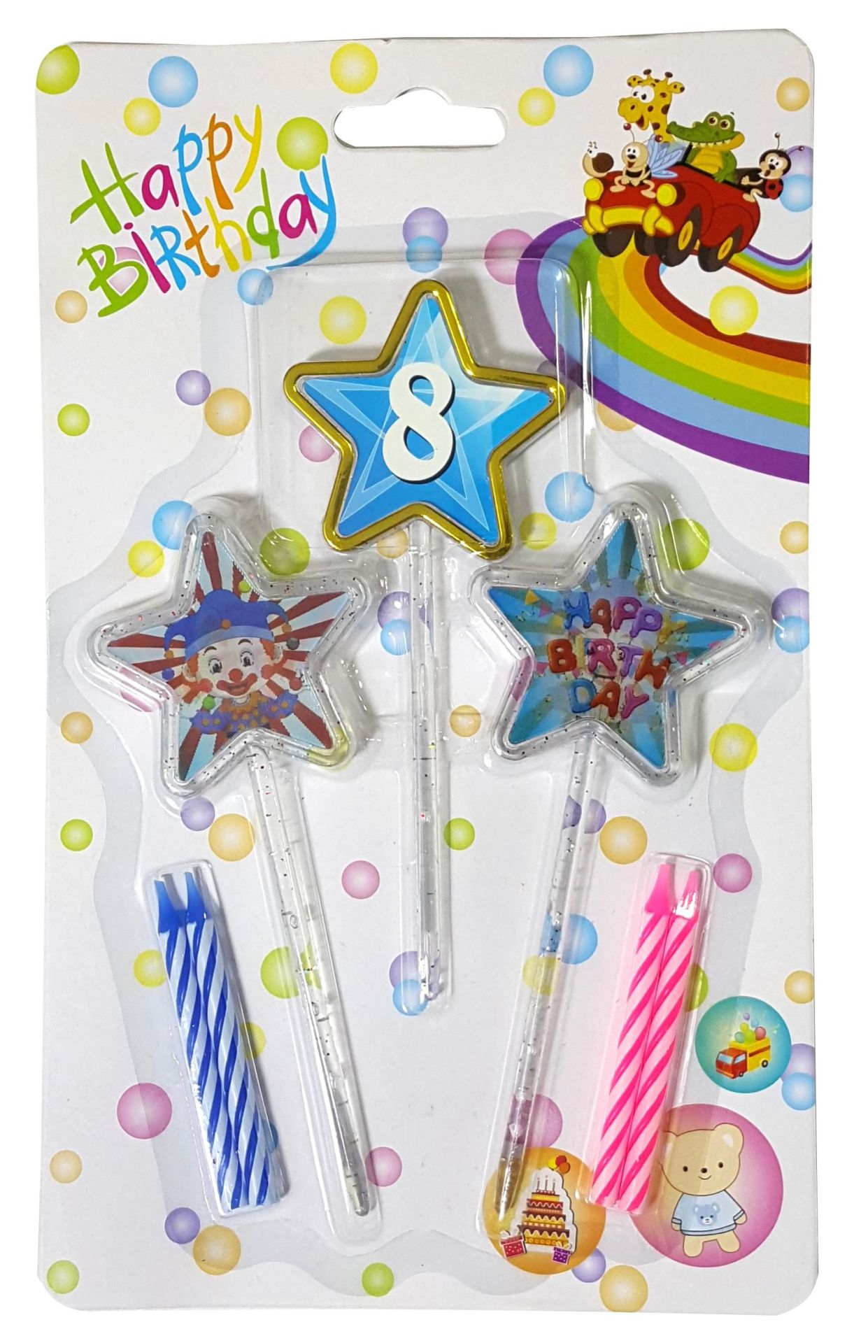 Happy Birthday 8 Yaş Mavi Yıldız 3D Doğum Günü Pasta Mumu