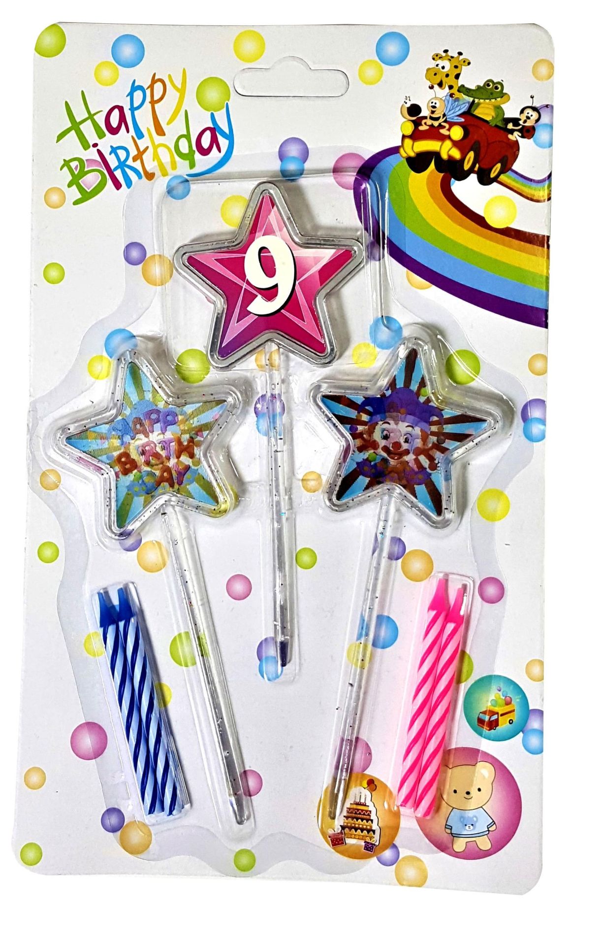 Happy Birthday 9 Yaş Pembe Yıldız 3D Doğum Günü Pasta Mumu