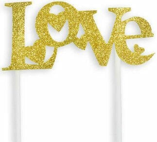 Love Altın Yazılı Pasta Doğum Günü Süsü
