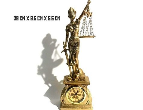 Dekoratif Masa Saati Adalet Tanrıçası Themis Heykeli