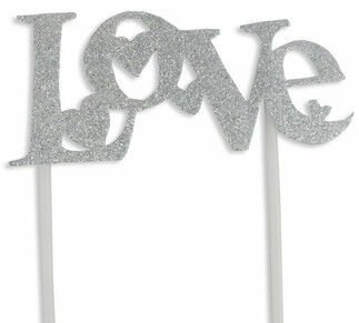 Love Gümüş Yazılı Pasta Doğum Günü Süsü