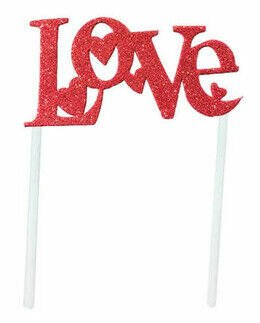 Love Kırmızı Yazılı Pasta Doğum Günü Süsü