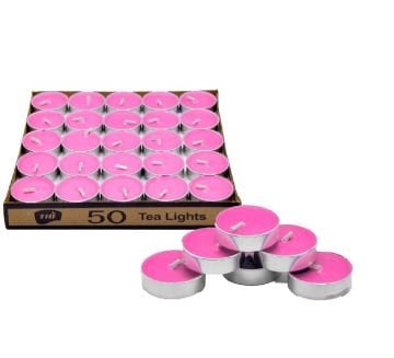 Pembe Yuvarlak Tealight Mum (50 Adet)