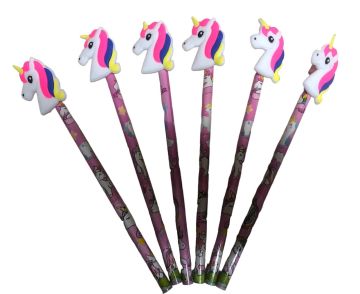 Renkli Unicorn Başlıklı Kurşun Kalem Seti (12 Adet)