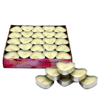 Beyaz Kalp Tealight Mum (50 Adet)