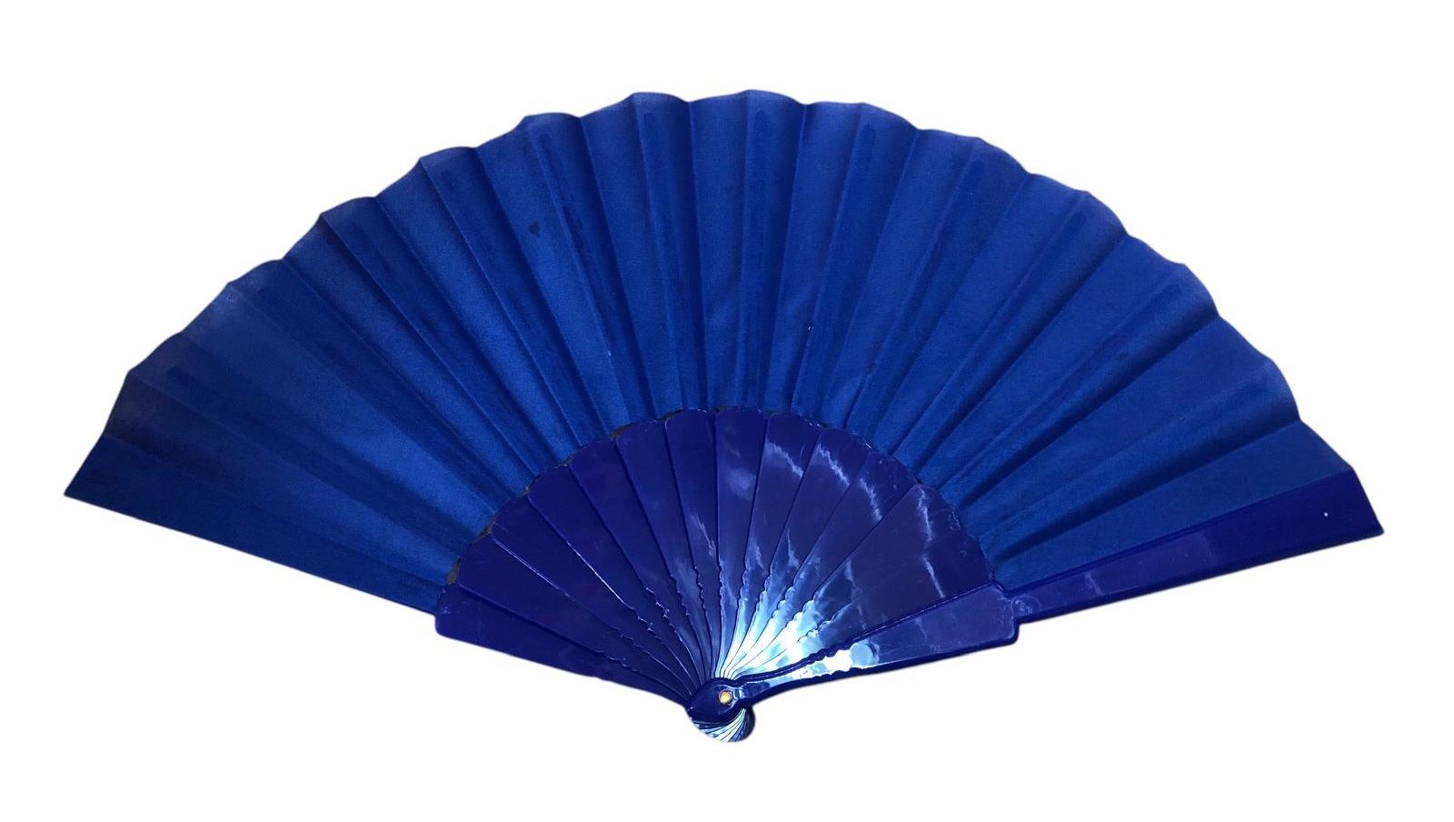 Plastik Saplı Kumaş Yelpaze Mavi (12 Adet)