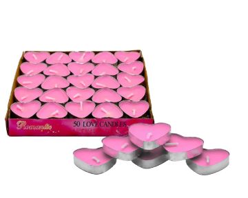Pembe Kalp TeaLight Mum (50 Adet)