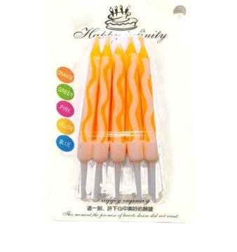 Turuncu Küçük Burgulu Mum 10'lu (7,5 cm)
