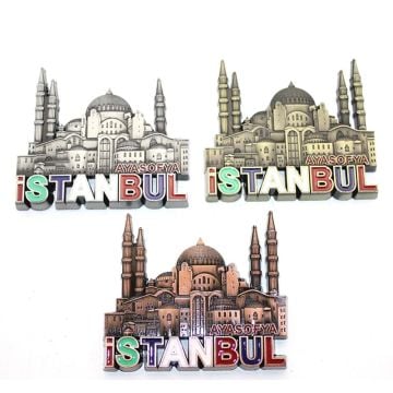 Otantik İstanbul Ayasofya Temalı Metal Magnet (7cm)