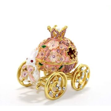 Swarovski Taşlı Tavşanlı Balkabağı Araba (7 cm x 7 cm)