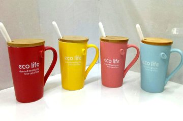 Sağlıkı Yaşam Eco Life Temalı Kaşıklı Kupa Bardak